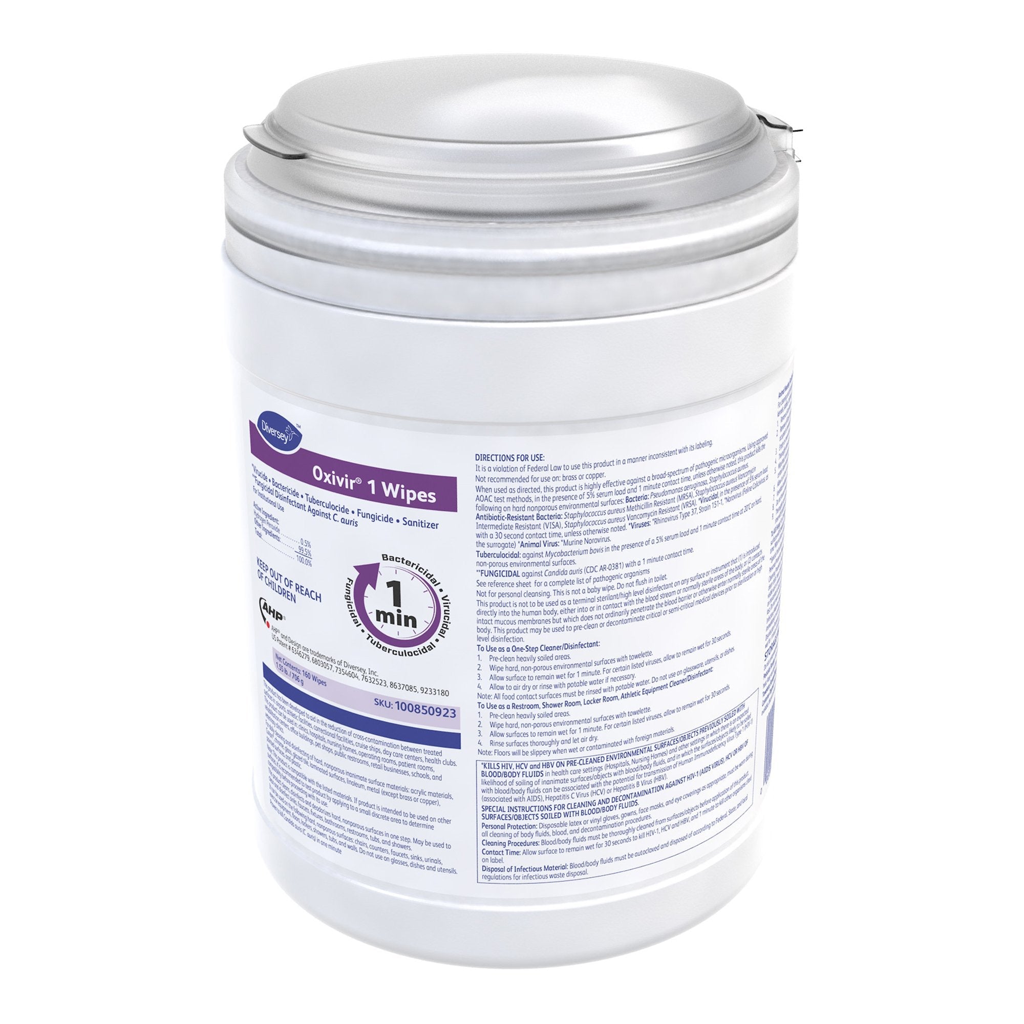 Oxivir® 1 Surface Disinfectant Cleaner Wipes, Canister, 160 ct. 100850923