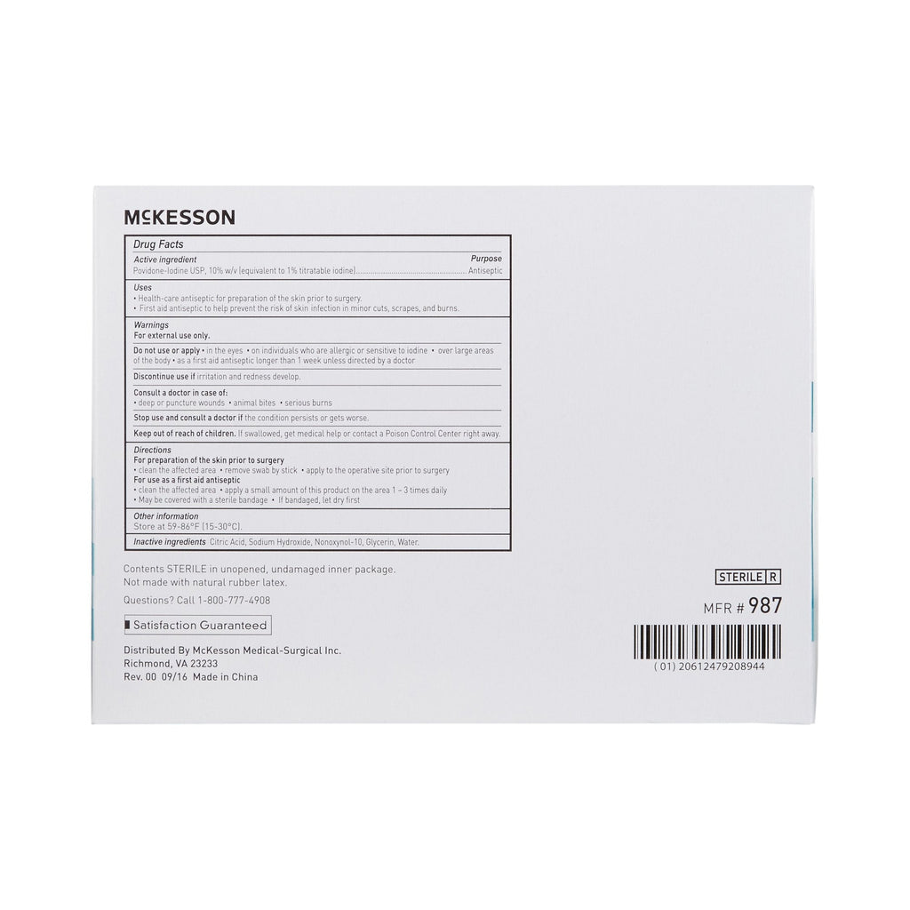 McKesson Impregnated Swabstick 3 Pack 10% Strength 987