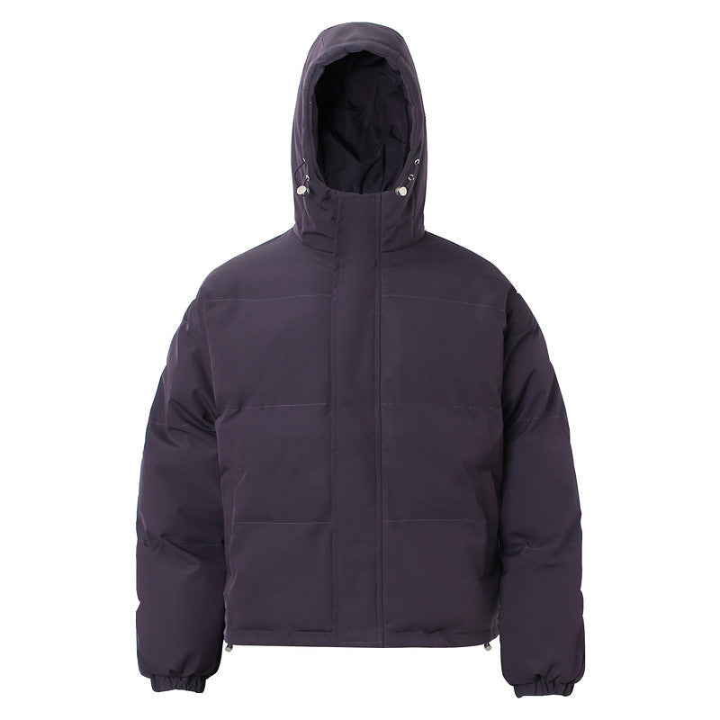 American-style Solid-color Hooded Cotton Jacket