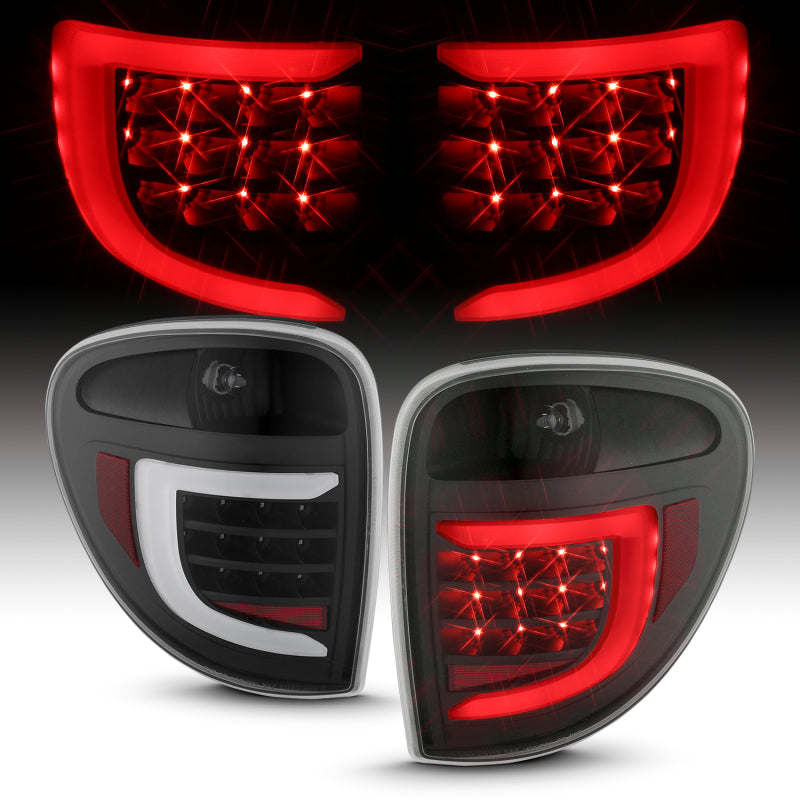 ANZO 2004-2007 Dodge  Grand Caravan LED Tail Lights w/ Light Bar Black Housing Clear Lens 311365