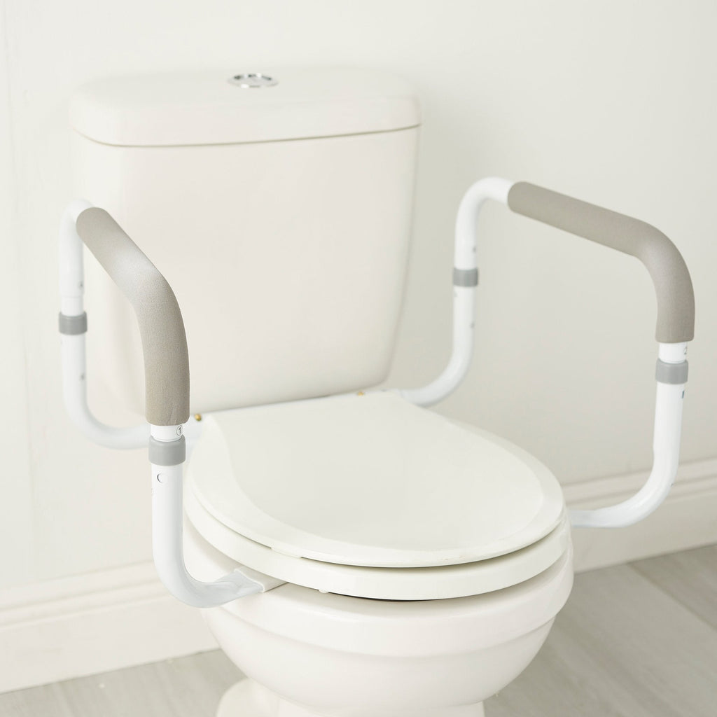 McKesson Toilet Safety Rail, White Steel, Width-Adjustable 146-RTL12087