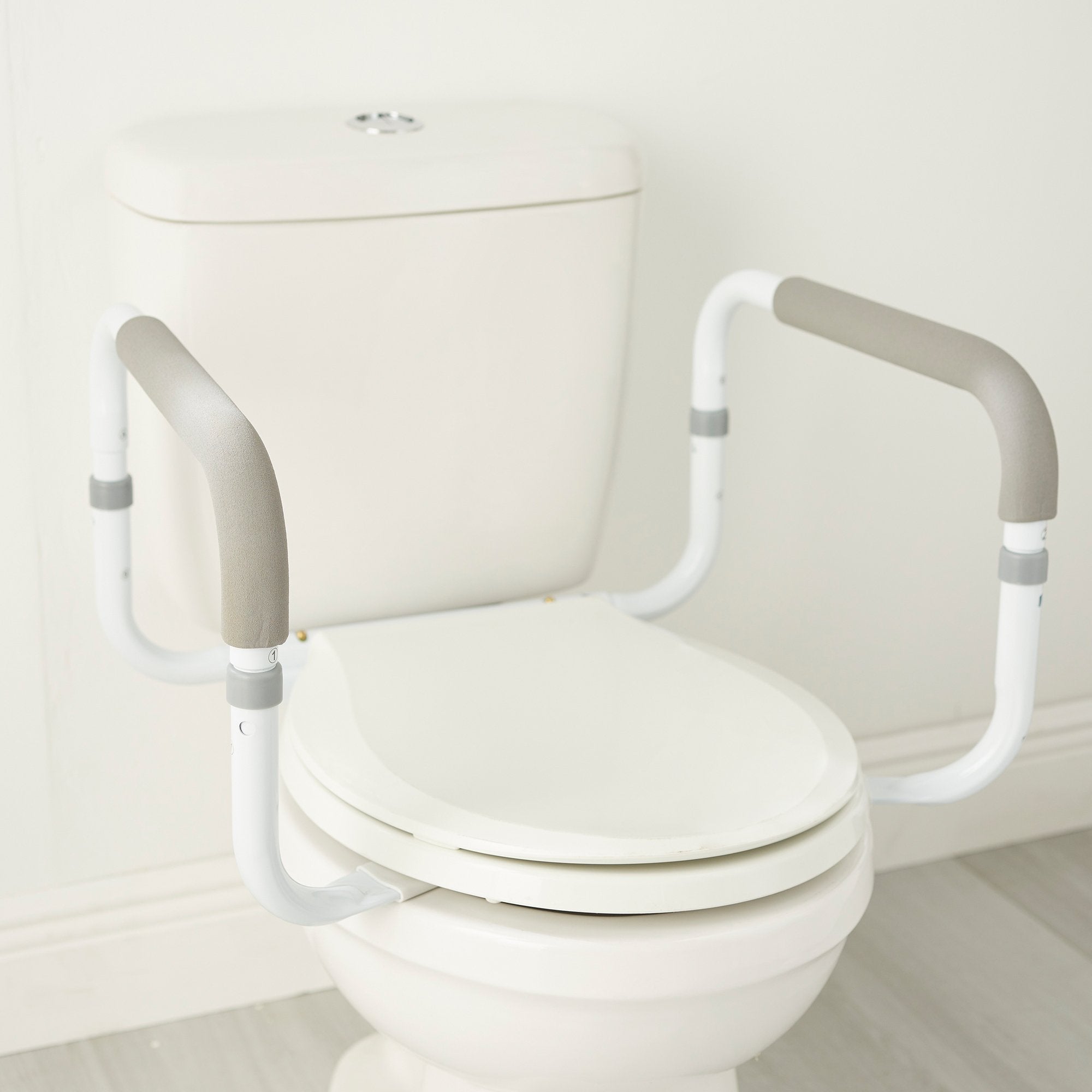 McKesson Toilet Safety Rail, White Steel, Width-Adjustable 146-RTL12087