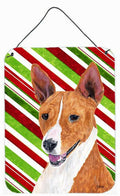 Basenji Candy Cane Holiday Christmas Wall or Door Hanging Prints Aluminum Metal Sign Kitchen Wall Bar Bathroom Plaque Home Decor Front Door Plaque, 12x16, Multicolor