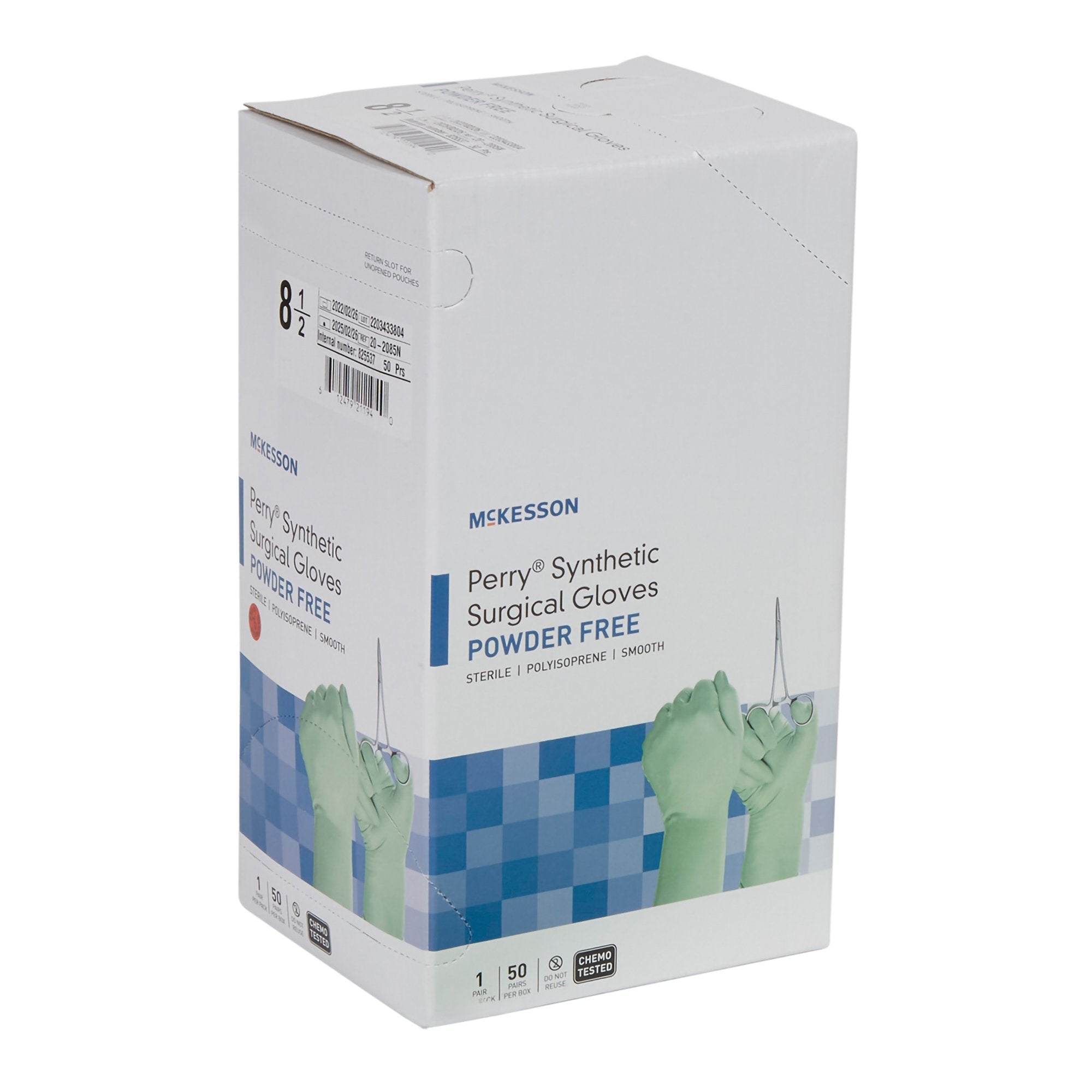McKesson Perry® Performance Plus Polyisoprene Surgical Glove, Size 8.5, Green 20-2085N