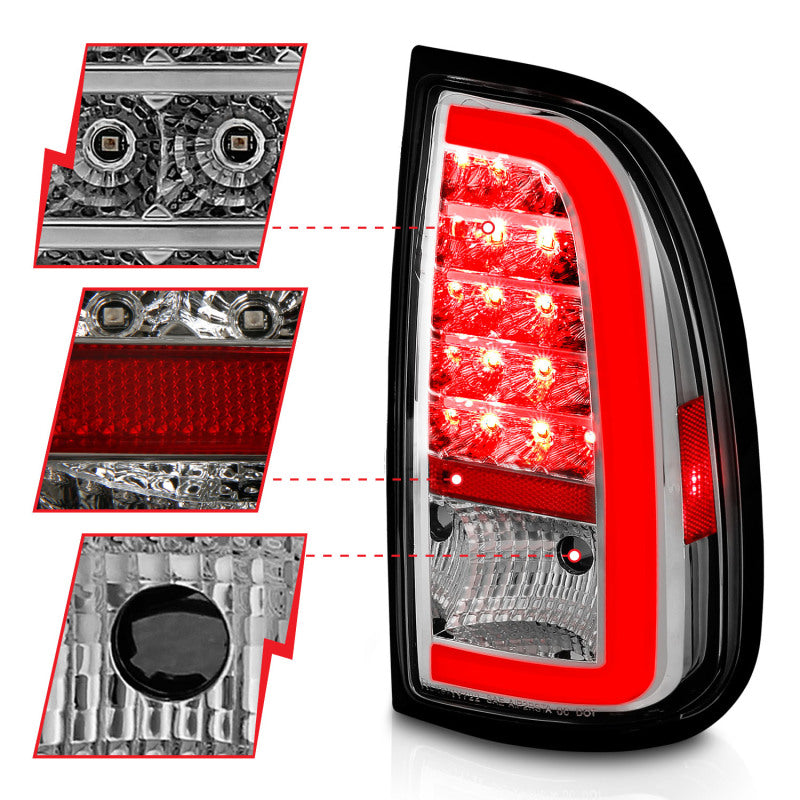 ANZO 00-06 Toyota Tundra LED Taillights w/ Light Bar Chrome Housing Clear Lens 311413