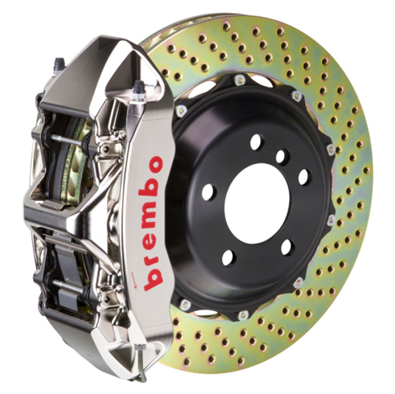 Brembo 07-12 335i (Excl. xDrive) Front GTR BBK 6 Piston Billet 355x32 2pc Rotor Drilled- Nickel 1M1.8010AR
