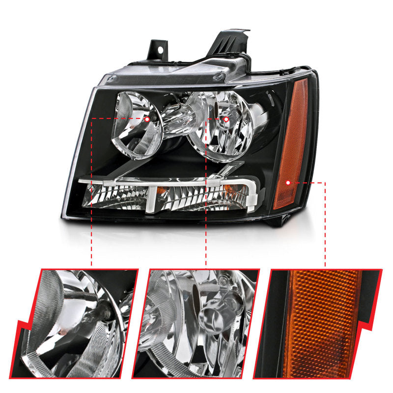 Anzo Chevy Tahoe /Suburban 07-14 Crystal Headlight Black