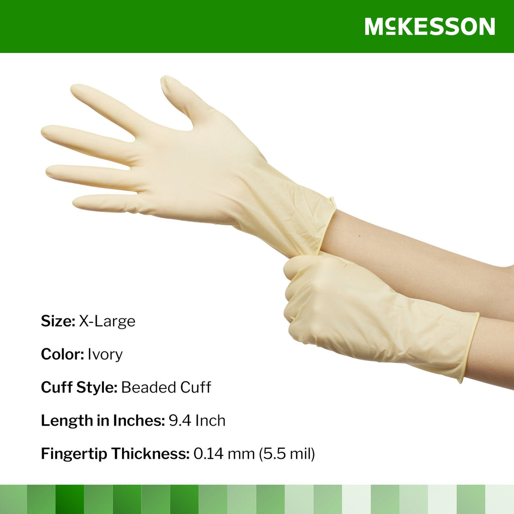 McKesson Confiderm® Latex Exam Glove, Extra Large, Ivory 14-320