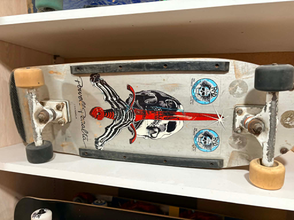 Powell Peralta Ray Rodriguez Skull & Sword Silver Original 80s USED Complete Skateboard