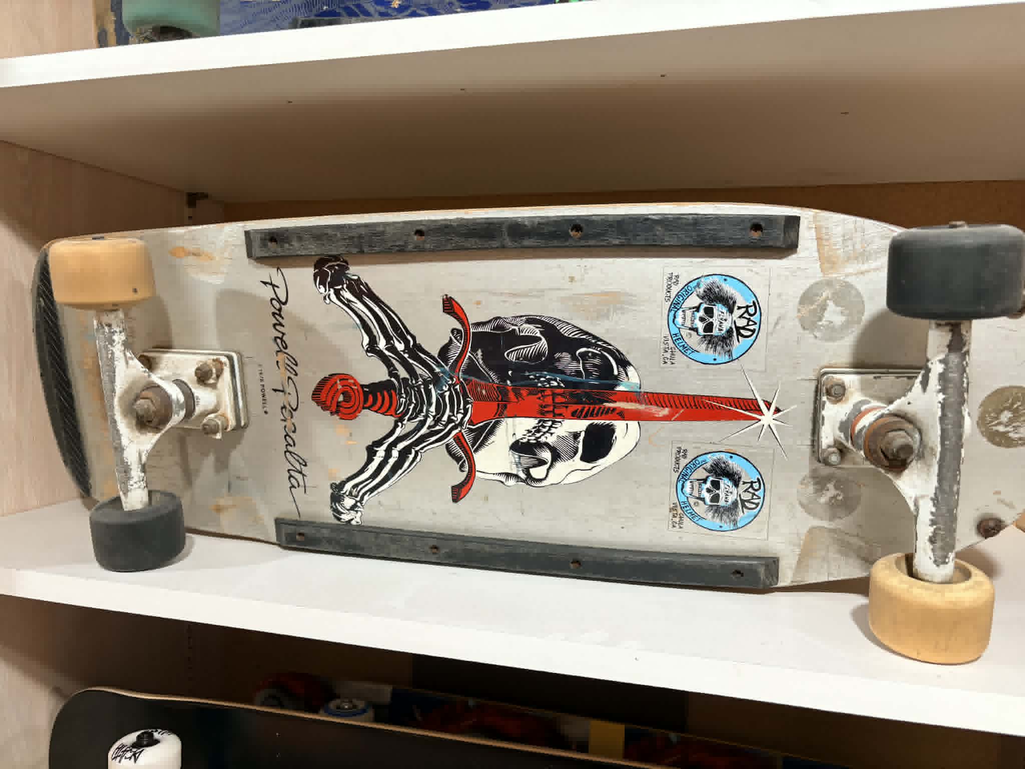 Powell Peralta Ray Rodriguez Skull & Sword Silver Original 80s USED Complete Skateboard