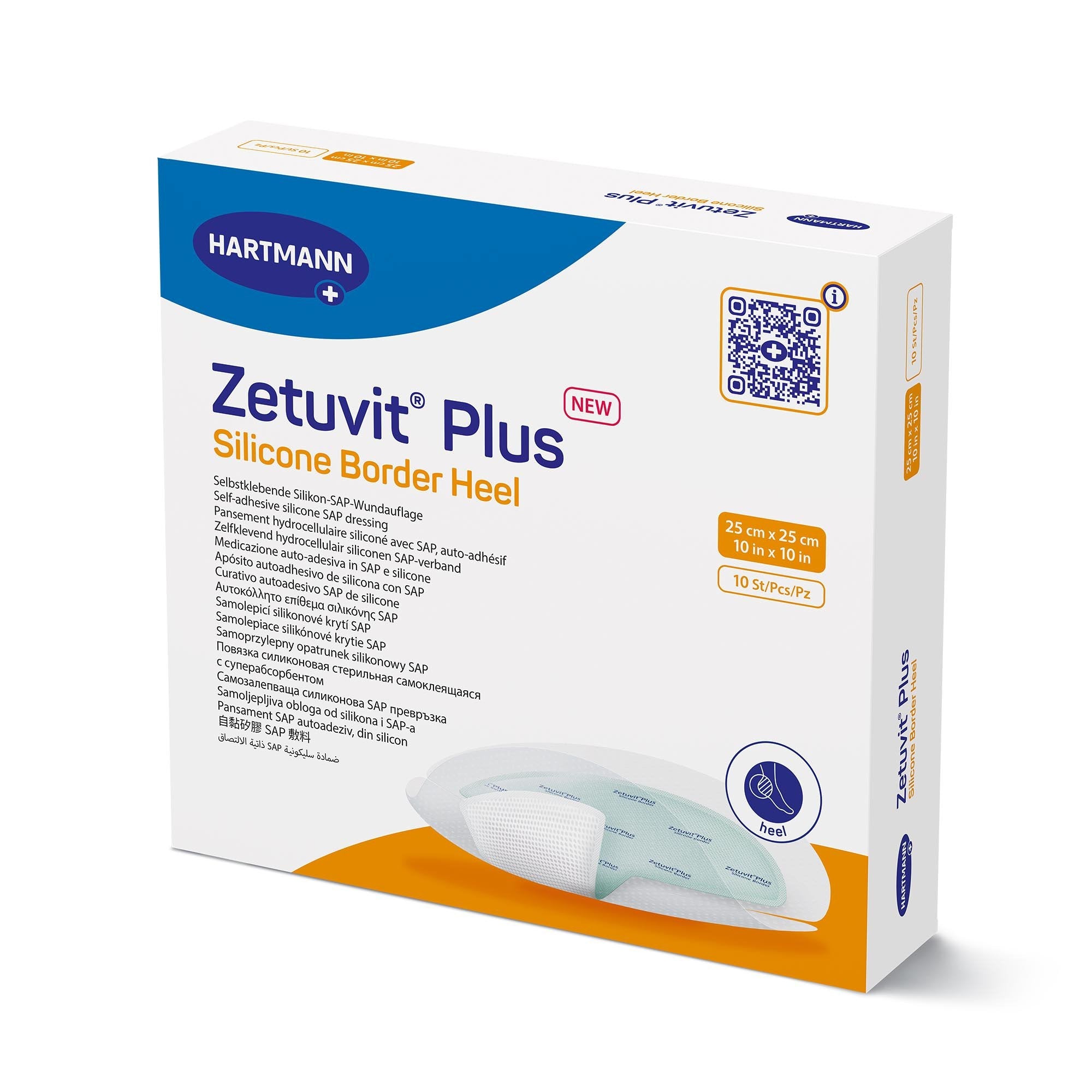 Zetuvit® Plus Silicone Border Super Absorbent Dressing, 10 x 10 Inch Heel 413911