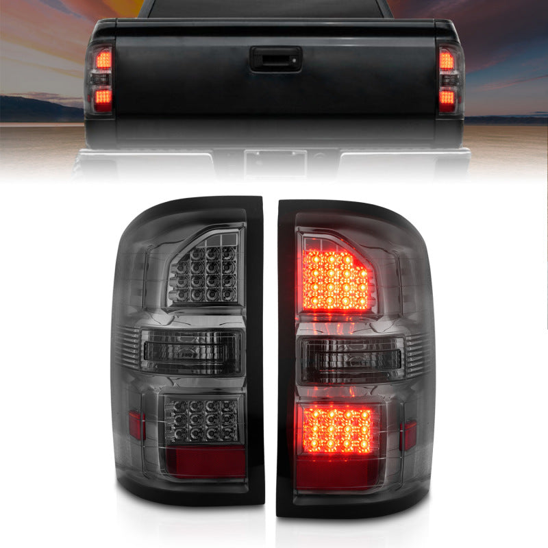 ANZO 2014-2018 GMC Sierra LED Tail Lights Black Housing Smoke Lens 311398