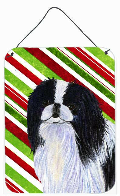Japanese Chin Candy Cane Holiday Christmas Wall or Door Hanging Prints Aluminum Metal Sign Kitchen Wall Bar Bathroom Plaque Home Decor Front Door Plaque, 12x16, Multicolor