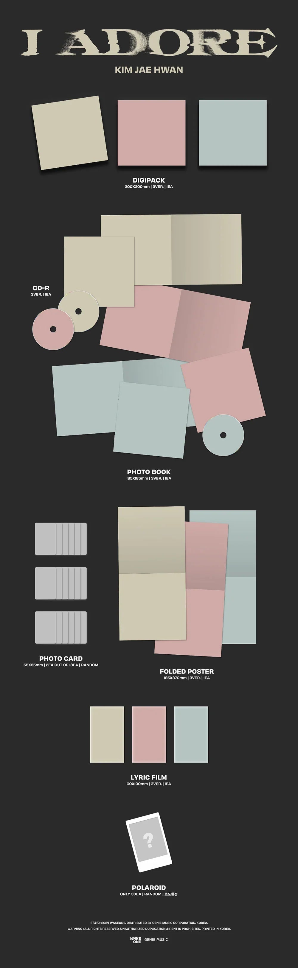 Kim Jae Hwan 7th Mini Album - I Adore (3 Version Set)