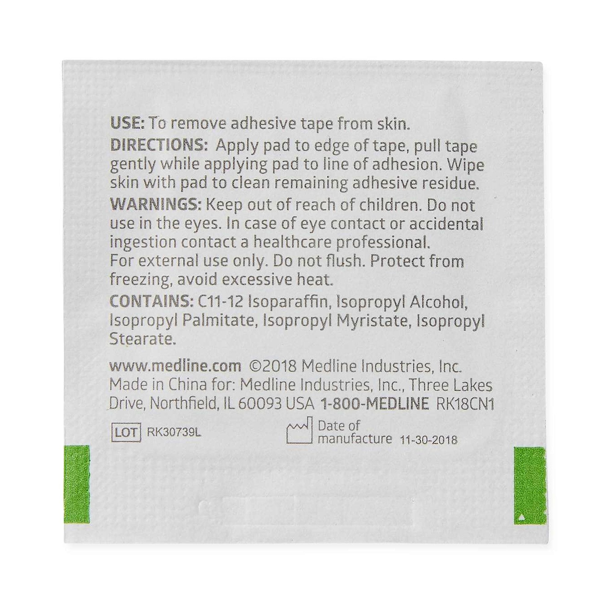 Medline® Adhesive Remover, 1¼ x 1½ Inch Wipe MDS090855