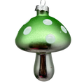 Green Glow-In-The-Dark Glass Mushroom Ornament
