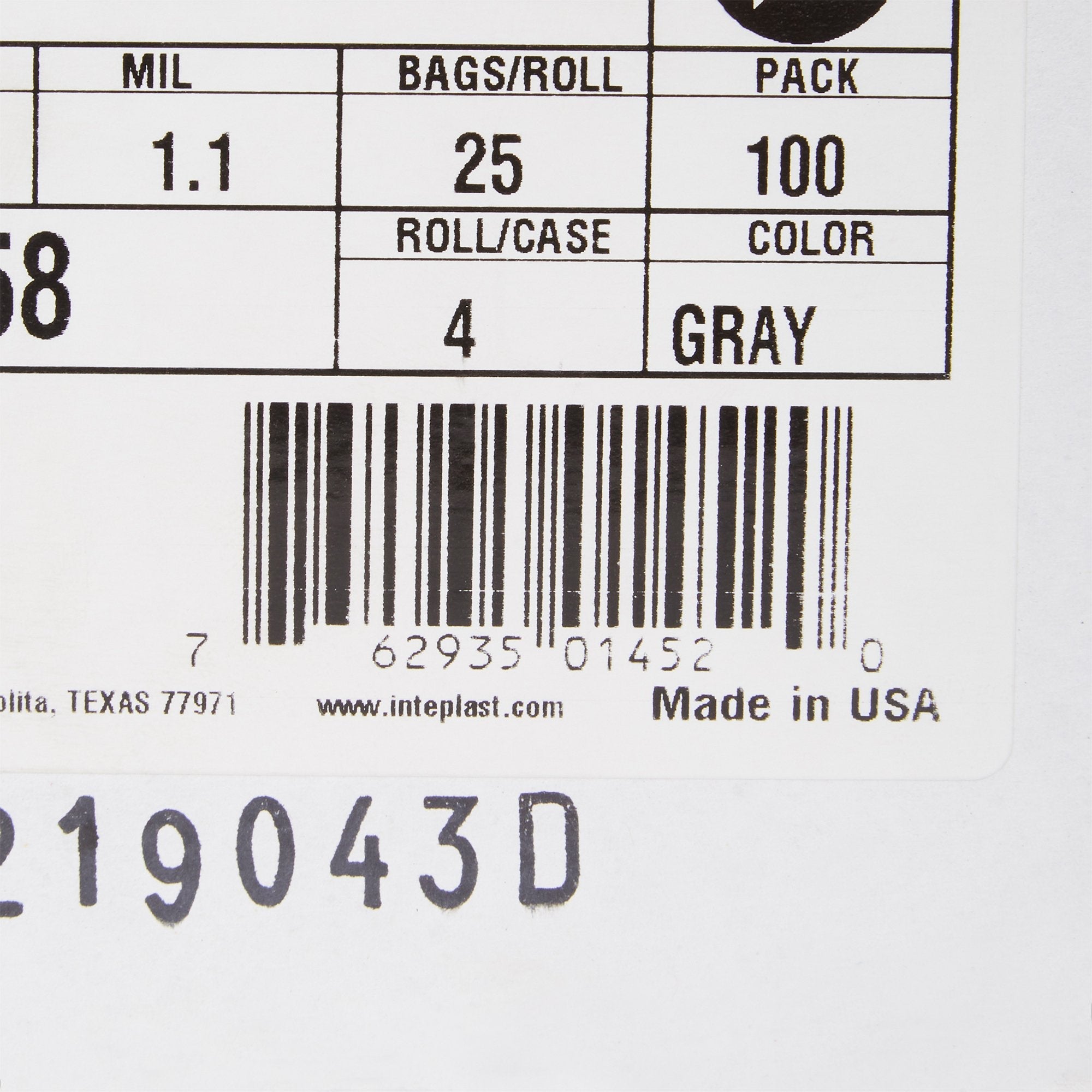 McKesson Extra Heavy Duty Plus Trash Bag, Gray, 45 gal. BR3858XHVG