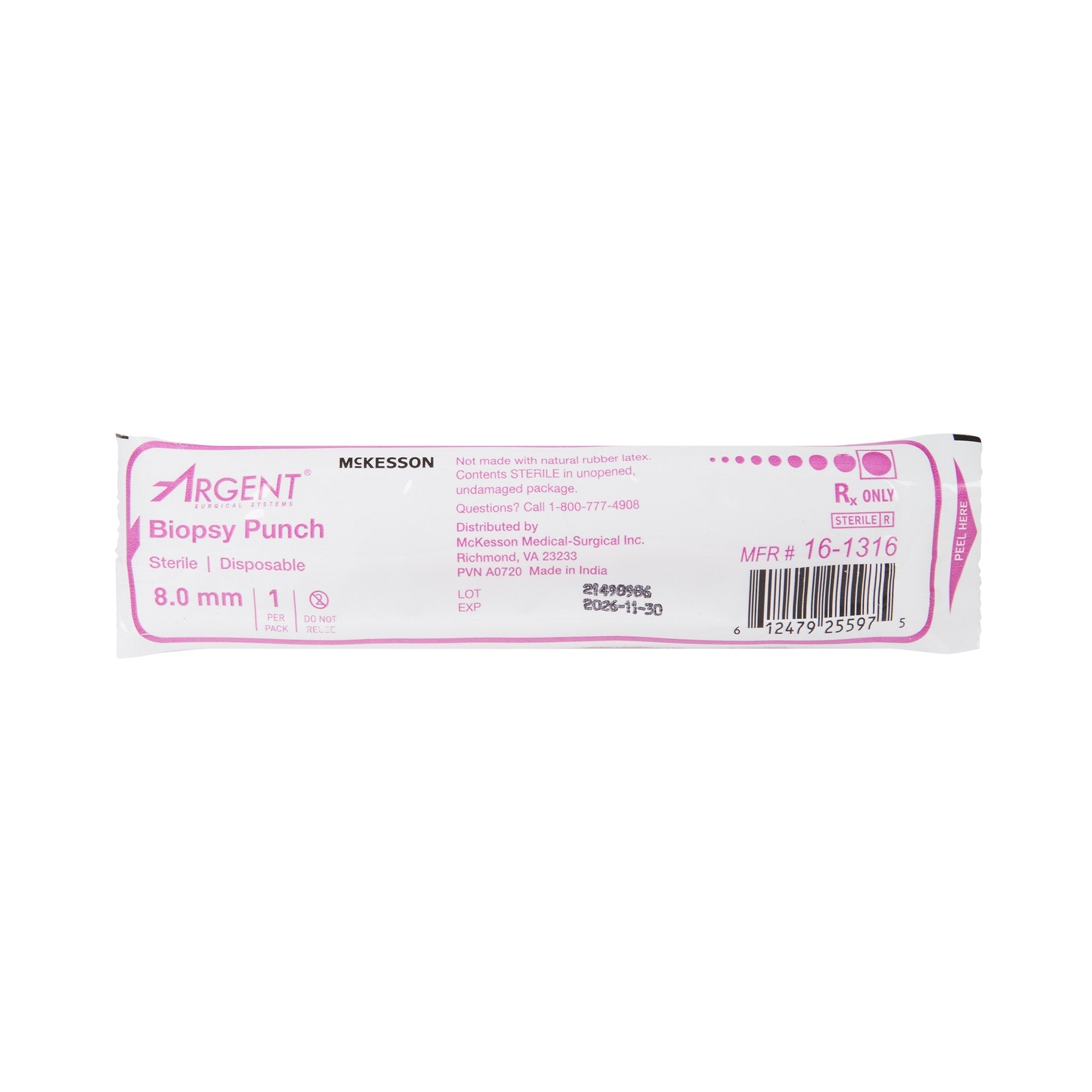 McKesson Argent™ Disposable Biopsy Punches, 8.0 mm 16-1316