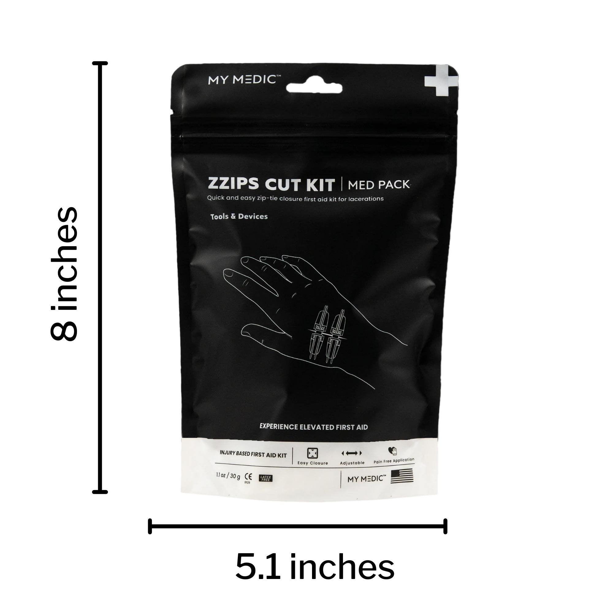 Med Packs™ Zzips First Aid Kit for Cuts, Lacerations in Portable Pouch MM-SPL-MD-PK-ZZIP-CUT-EA