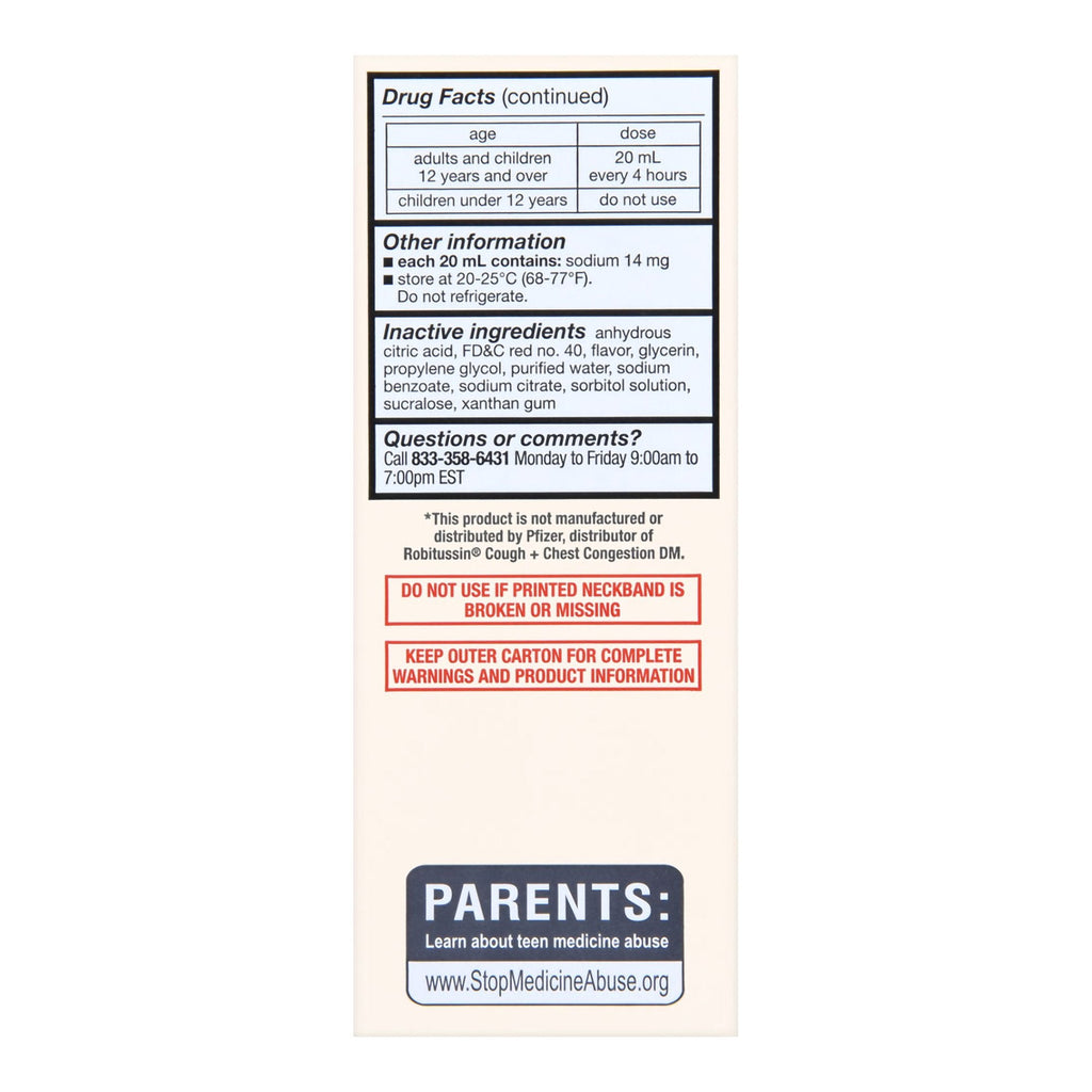 Foster & Thrive™ Adult Tussin DM Liquid, Raspberry Flavor 70677103501