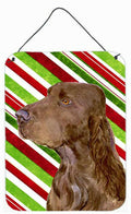Field Spaniel Candy Cane Holiday Christmas Wall or Door Hanging Prints Aluminum Metal Sign Kitchen Wall Bar Bathroom Plaque Home Decor Front Door Plaque, 12x16, Multicolor