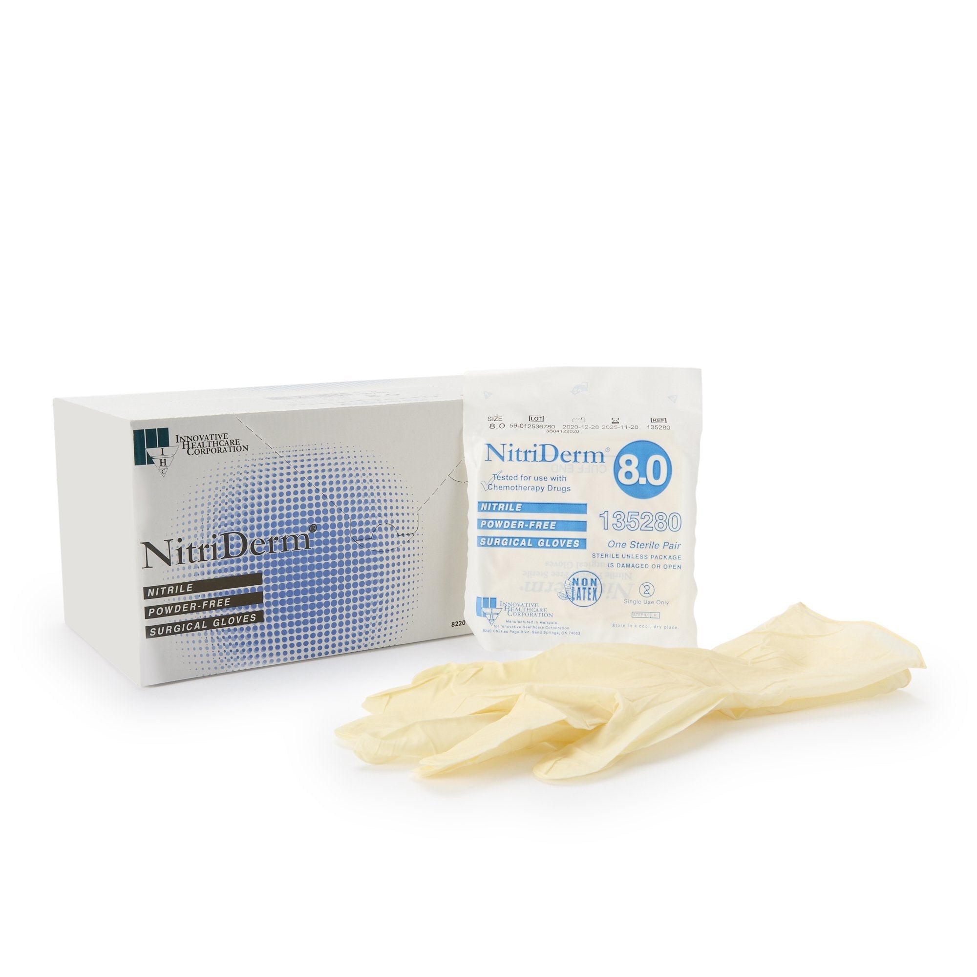 NitriDerm® Nitrile Surgical Glove, Size 8, White 135280