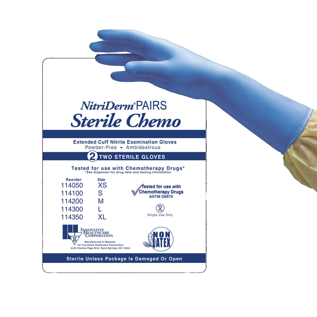 NitriDerm® EC Nitrile Extended Cuff Length Exam Glove, Medium, Blue 114200