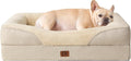 EHEYCIGA Memory Foam Dog Bed for Medium Size, Orthopedic Dog Sofa with Sides and Waterproof Liner, Washable Bolster Pet Bed Couch with Removable Cover, 30x20x6.5 Inch, Beige - PhishStones Products