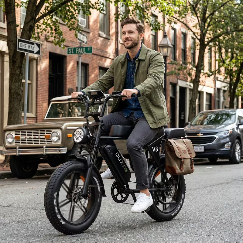 Electric Bike, V8 Electric Mountain Bike with 740W Motor 48V 15Ah Removable Larger Battery 19mph/h 20'' Tire E Bike, Adult Electric Bicycles, Electric Dirt Bike, Electric Mountain Bike, Electric Bicycle for Adults, E Bike