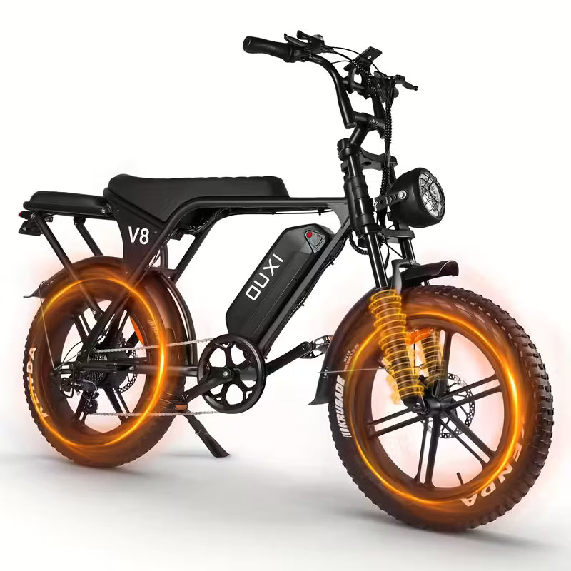 Electric Bike, V8 Electric Mountain Bike with 740W Motor 48V 15Ah Removable Larger Battery 19mph/h 20'' Tire E Bike, Adult Electric Bicycles, Electric Dirt Bike, Electric Mountain Bike, Electric Bicycle for Adults, E Bike