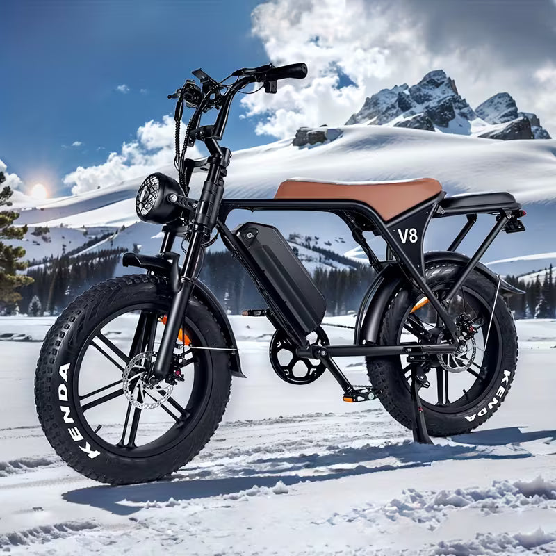 Electric Bike, V8 Electric Mountain Bike with 740W Motor 48V 15Ah Removable Larger Battery 19mph/h 20'' Tire E Bike, Adult Electric Bicycles, Electric Dirt Bike, Electric Mountain Bike, Electric Bicycle for Adults, E Bike