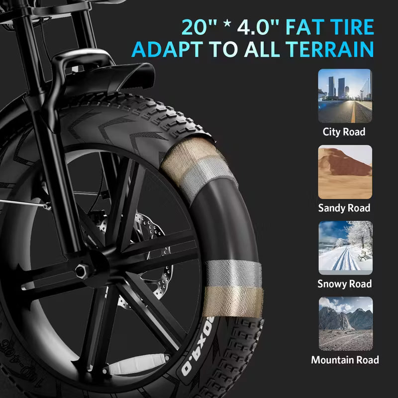 Electric Bike, V8 Electric Mountain Bike with 740W Motor 48V 15Ah Removable Larger Battery 19mph/h 20'' Tire E Bike, Adult Electric Bicycles, Electric Dirt Bike, Electric Mountain Bike, Electric Bicycle for Adults, E Bike