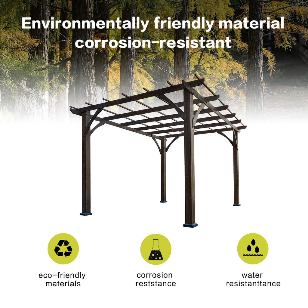 [10X12FT] Alora Premium Outdoor Brown Cedar Wood Pergola For Spacious Patios (SAK45639)