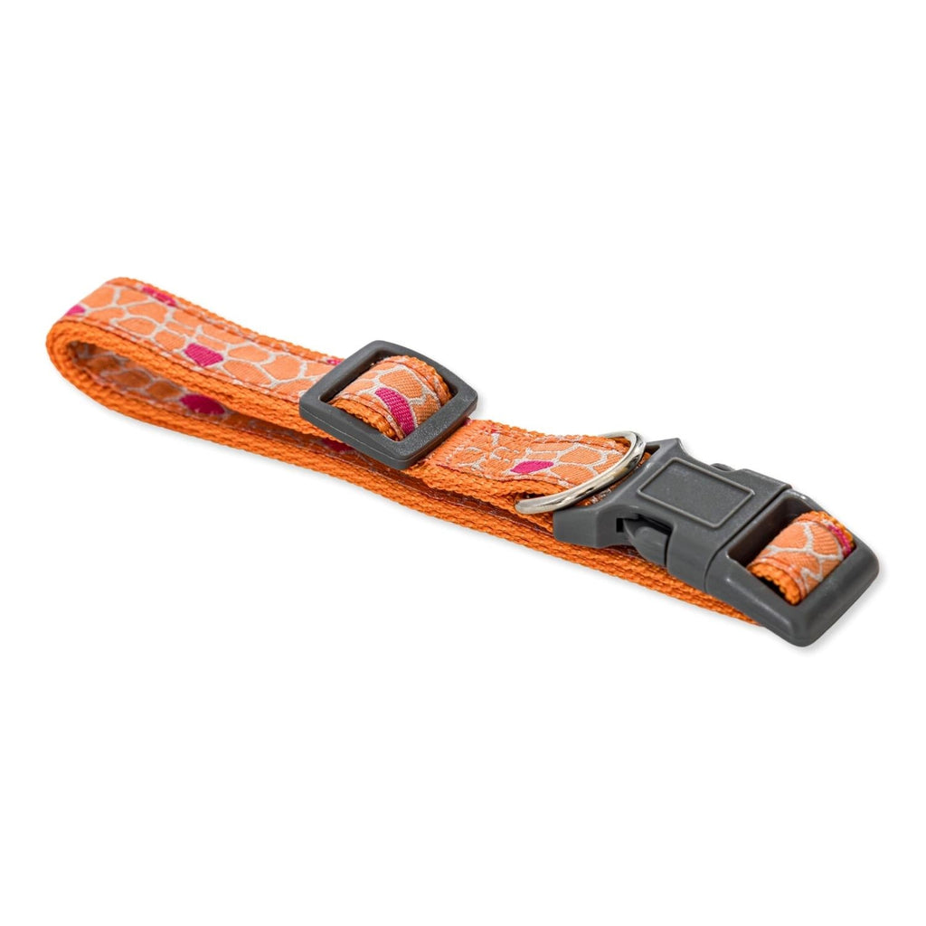Nylon Dog Collar with Embroidered Giraffe Design/Animal Print, Secure & Adjustable Fit