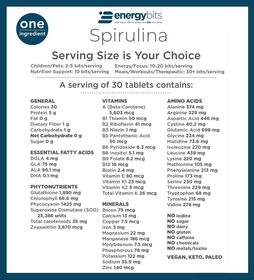 ENERGYbits® Spirulina | Large Bag - PhishStones Products