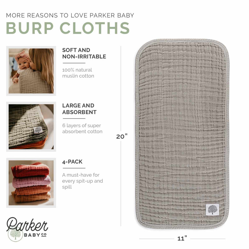 Estes Set - Muslin Burp Cloths (4 Pack) - PhishStones Products