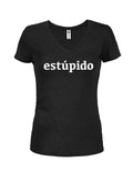 estúpido Juniors V Neck T-Shirt