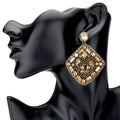 Evil Eye Pointed Multi Stone Embellished Square Earrings