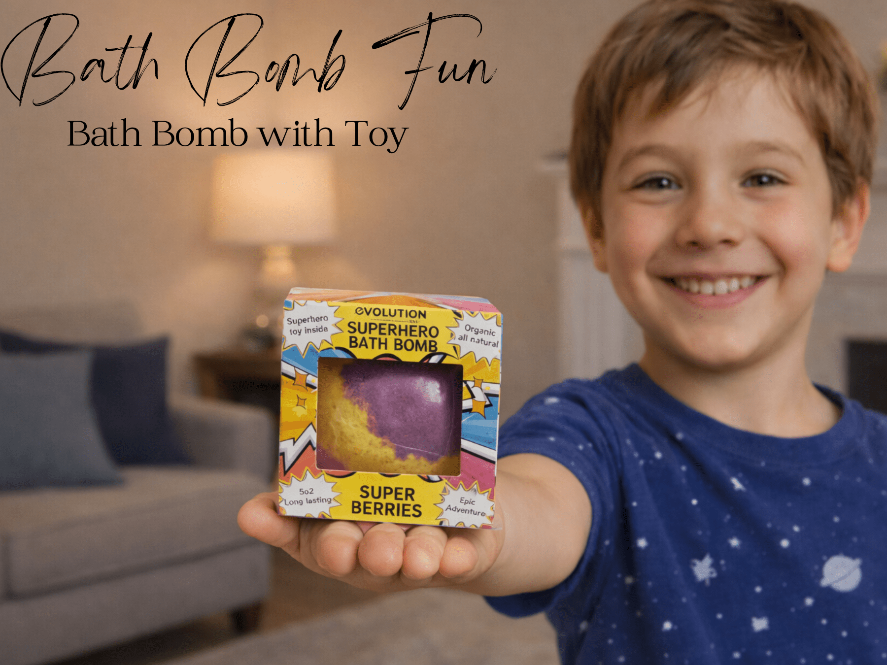 EvolutionUSA 1pc Epic Superhero Bath Bombs for Kids – Super Hero Bath Bomb with Toy Inside, Lush Children Bathbomb Easter, Organic Bathbomb with Surprise Inside, Fun Superhero Bath Fizzer Valentines - PhishStones Products