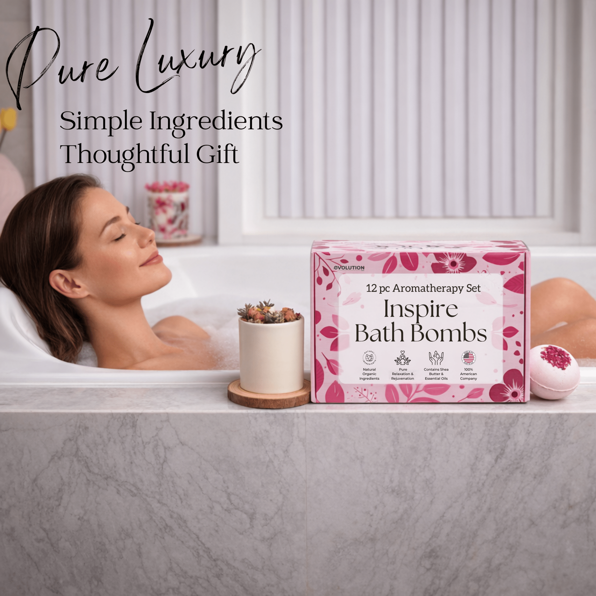 EvolutionUSA Inspire Bath Bombs for Women & Girls – 12 Flower Topped Bath Bombs Girls, Lush Womans Bathbomb Set, Organic Bath Fizzers, Luxury Gift Mothers Day, Birthday, Valentines, Easter or Self Care - PhishStones Products