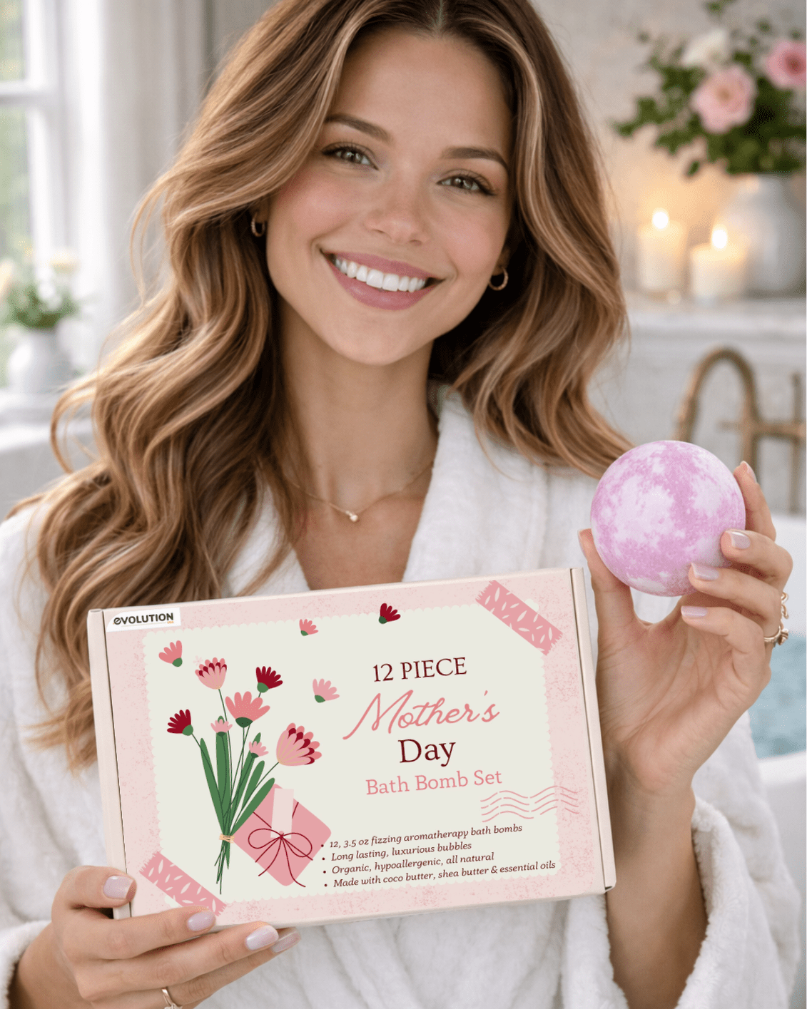 EvolutionUSA Mother’s Day Bath Bombs for Women – 12 Beautiful Bath Bombs for Mom, Thoughtful Mother’s Gift of Luxury & Relaxation, Gorgeous Bath Balls Set, Lush Aramotherpy Bathbombs, Gift Set Women - PhishStones Products