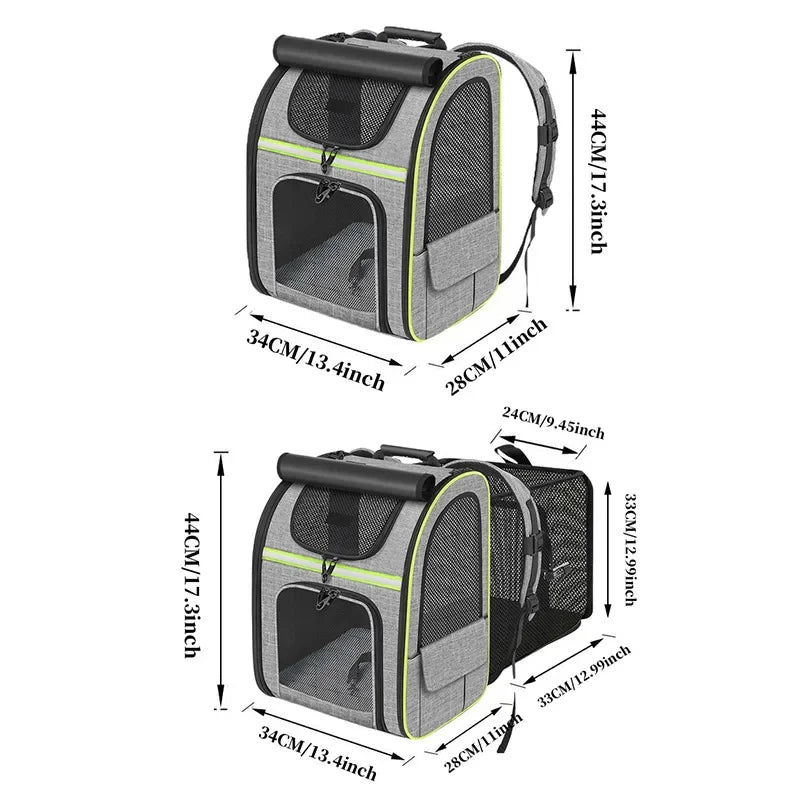 Expandable Cat Carrier Backpack with Shade Cover, Breathable Mesh Pet Travel & Hiking Bag - PhishStones Products