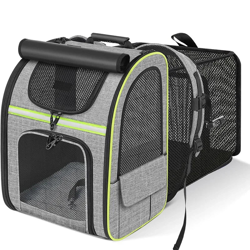 Expandable Cat Carrier Backpack with Shade Cover, Breathable Mesh Pet Travel & Hiking Bag - PhishStones Products