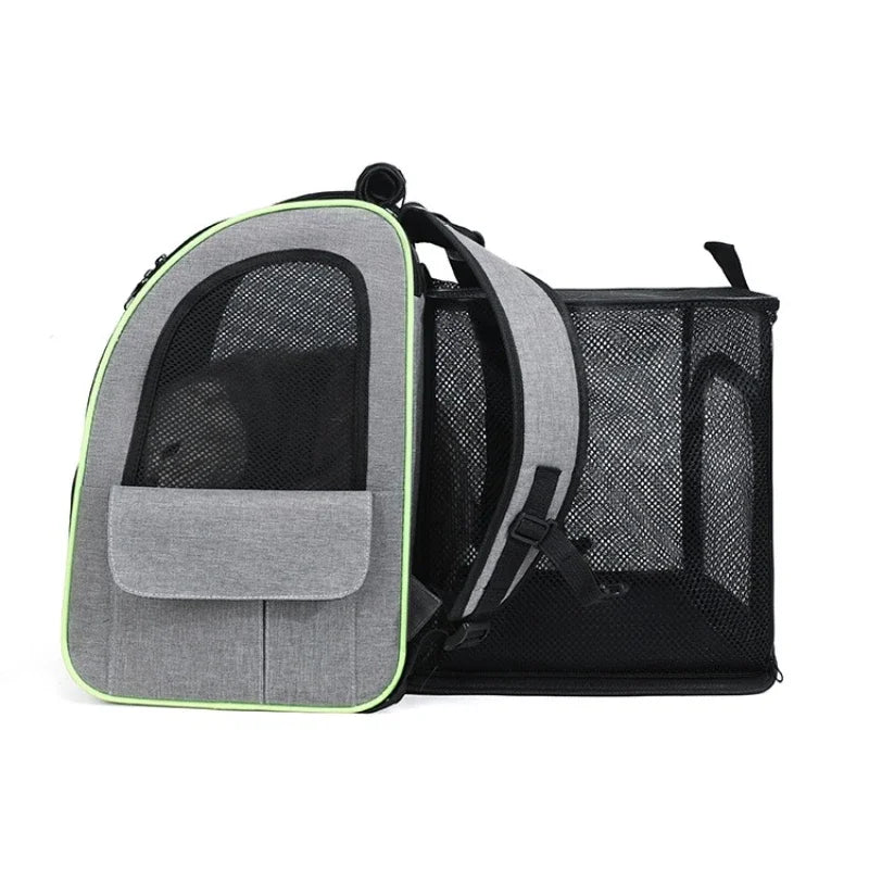 Expandable Cat Carrier Backpack with Shade Cover, Breathable Mesh Pet Travel & Hiking Bag - PhishStones Products