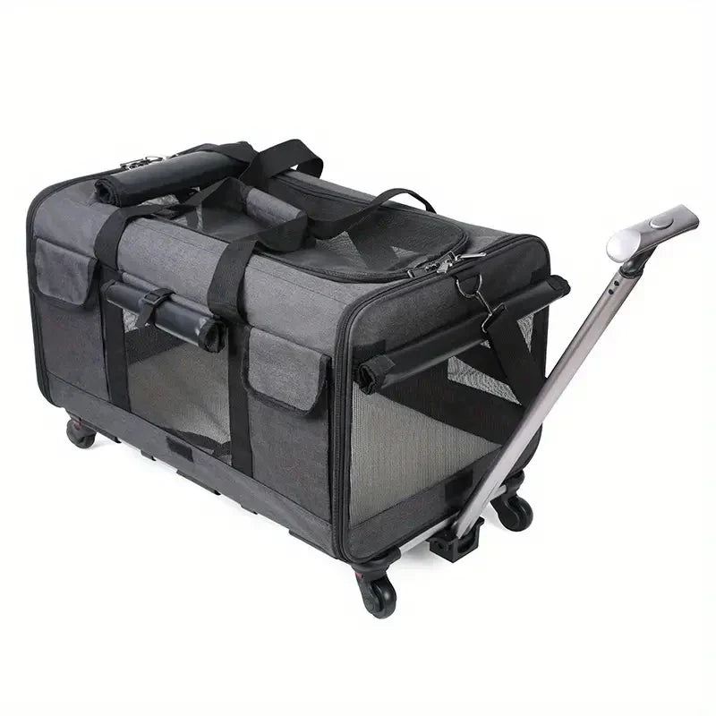 Extra Large Foldable Pet Trolley Carrier - Detachable Dog & Cat Travel Bag, 44 x 60 x 39 cm (17.3 x 23.6 x 15.4 in) - PhishStones Products
