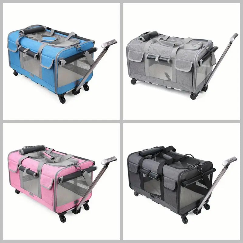 Extra Large Foldable Pet Trolley Carrier - Detachable Dog & Cat Travel Bag, 44 x 60 x 39 cm (17.3 x 23.6 x 15.4 in) - PhishStones Products