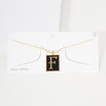-F- Gold Dipped Enamel Rectangle Initial Monogram Pendant Necklace