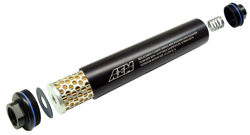 AEM Electronics Black Universal High Flow -10 AN Inline Fuel Filter