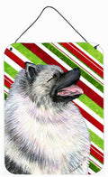Keeshond Candy Cane Holiday Christmas Wall or Door Hanging Prints Aluminum Metal Sign Kitchen Wall Bar Bathroom Plaque Home Decor Front Door Plaque, 12x16, Multicolor