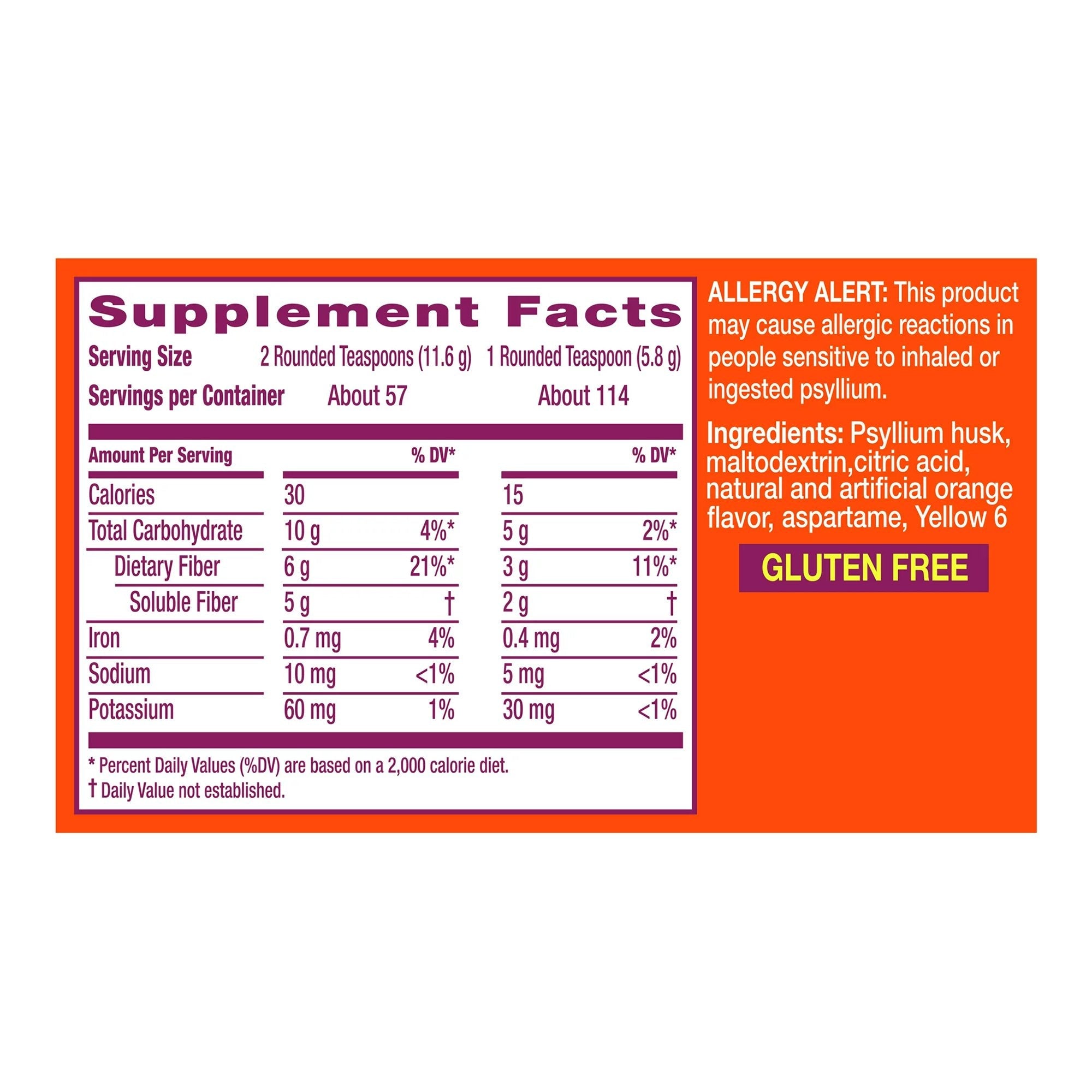 Metamucil® Psyllium Fiber Supplement, Orange Powder 37000002406